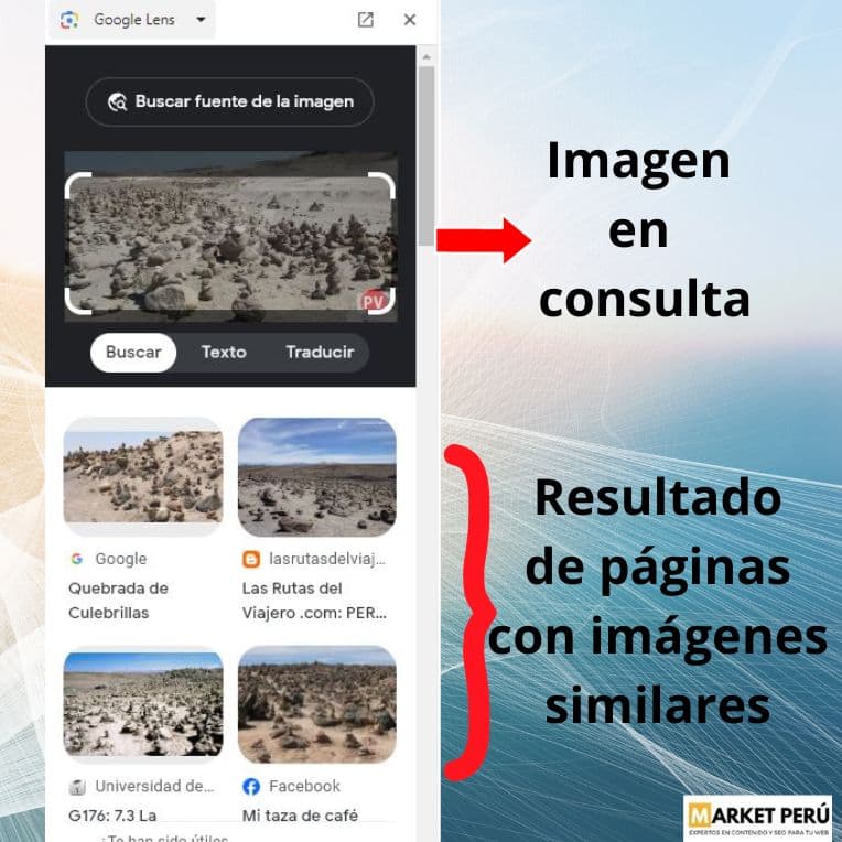 Resultados de búsquedas con imágenes en Google Lens.