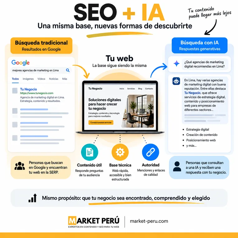 SEO para IA amplía el SEO tradicional para ganar visibilidad en buscadores y respuestas generativas
